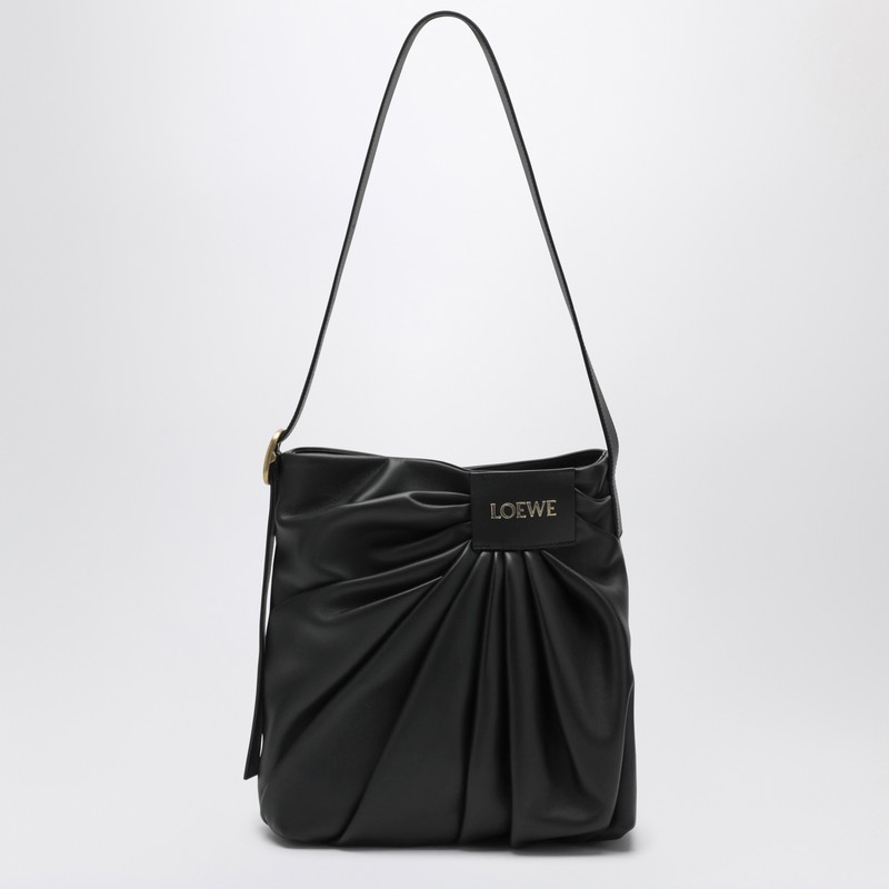 Loewe Draped Tote Bag In Black Leather