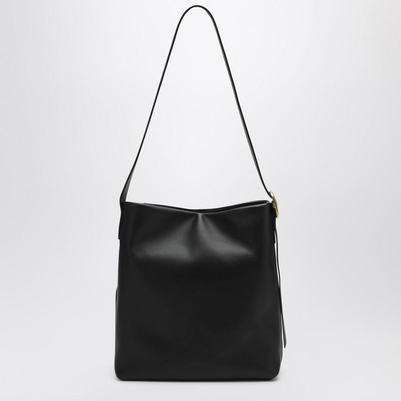 Loewe Draped Medium Leather Tote Bag In Black