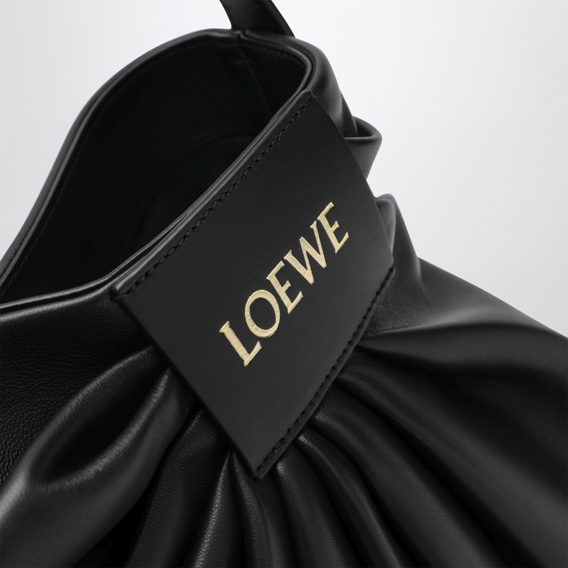 Loewe Draped Medium Leather Tote Bag In Black
