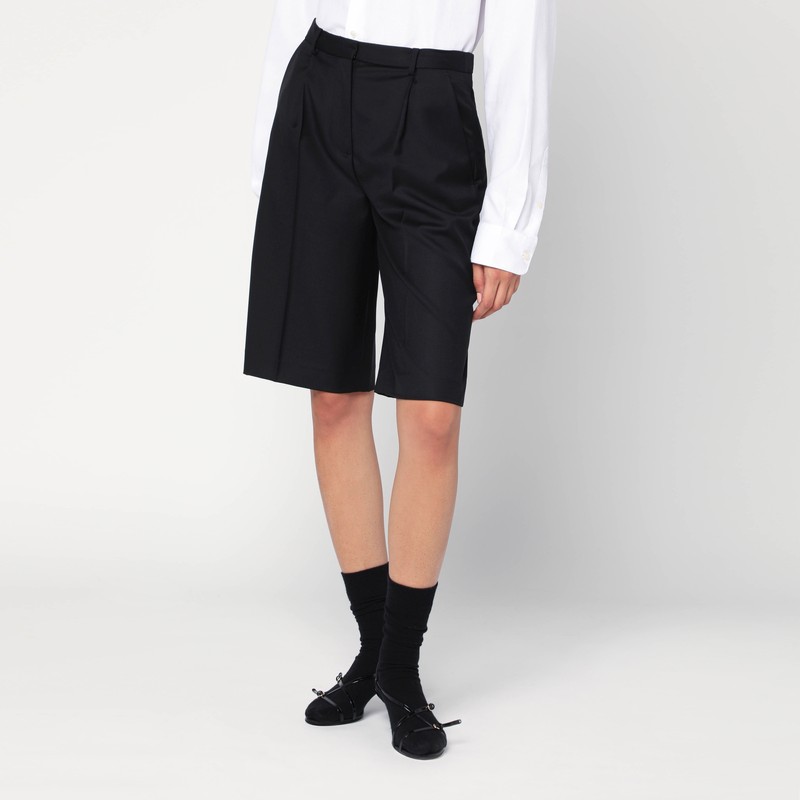 Loulou De Saison Bermuda In Black Virgin Wool In Black