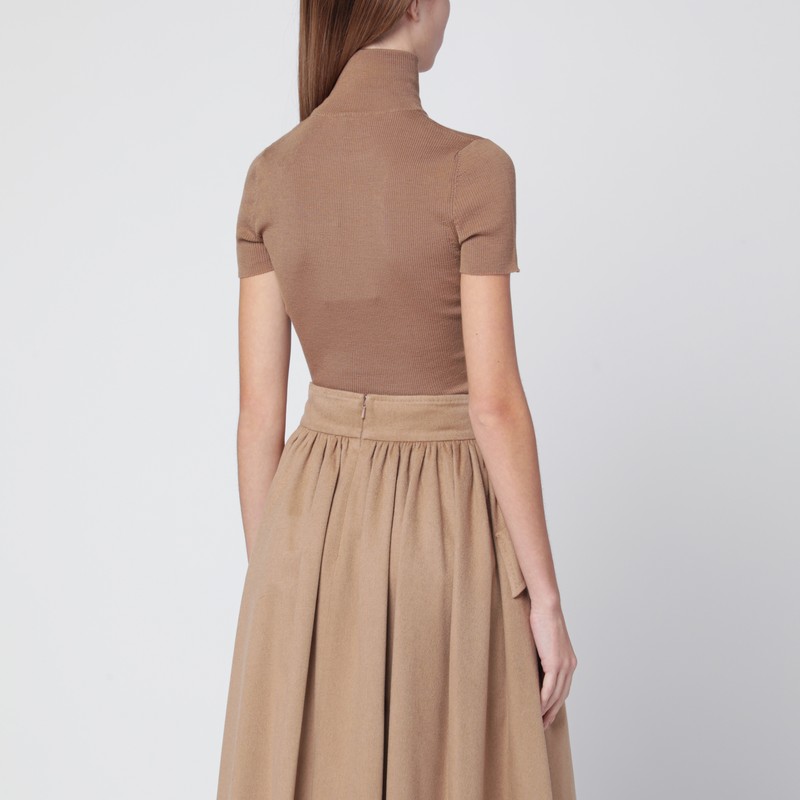 Max Mara Camel Wool Turtleneck In Brown
