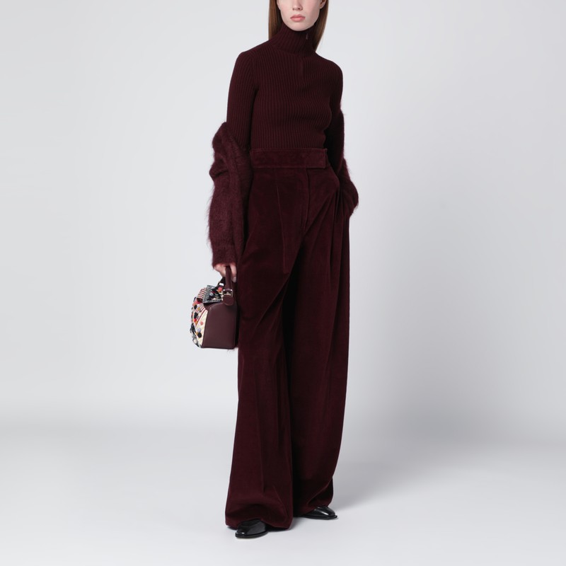 Max Mara Cherry-colored Shaved Mohair Cardigan In Burgundy