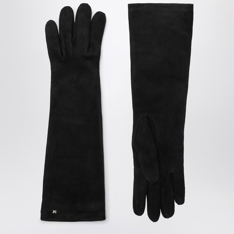 Long black suede nappa gloves