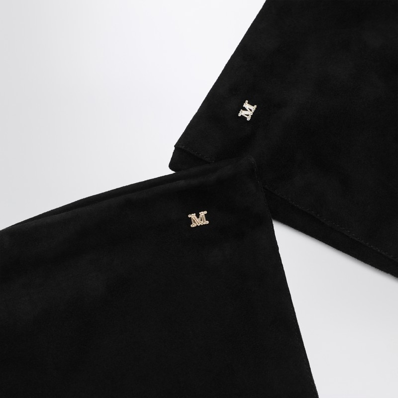 Max Mara Long Black Suede Nappa Gloves In Black