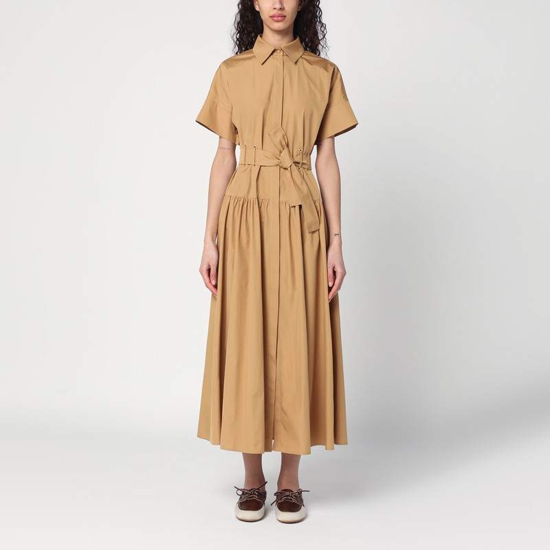 Caramel-coloured shirt dress