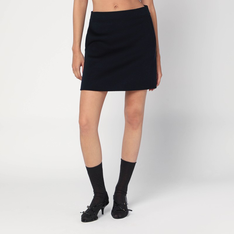 Mini skirt in midnight blue wool