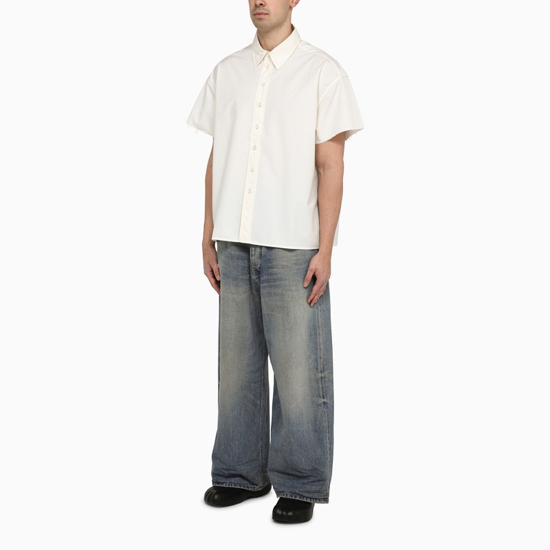 Airei White Short-sleeved Cotton Shirt In Black