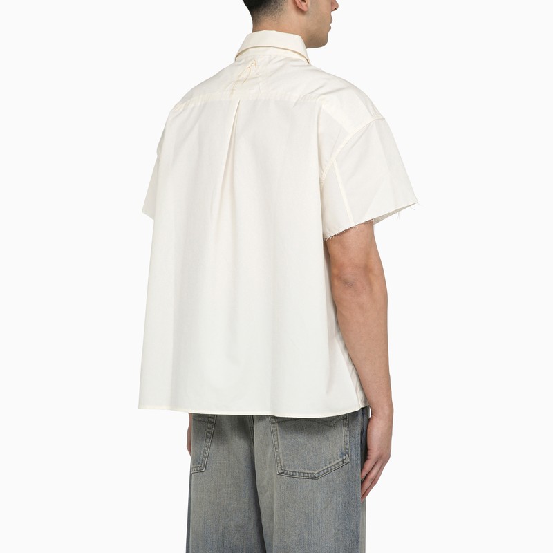 Airei White Short-sleeved Cotton Shirt In Black