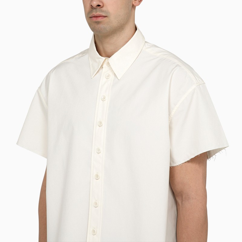 Airei White Short-sleeved Cotton Shirt In Black