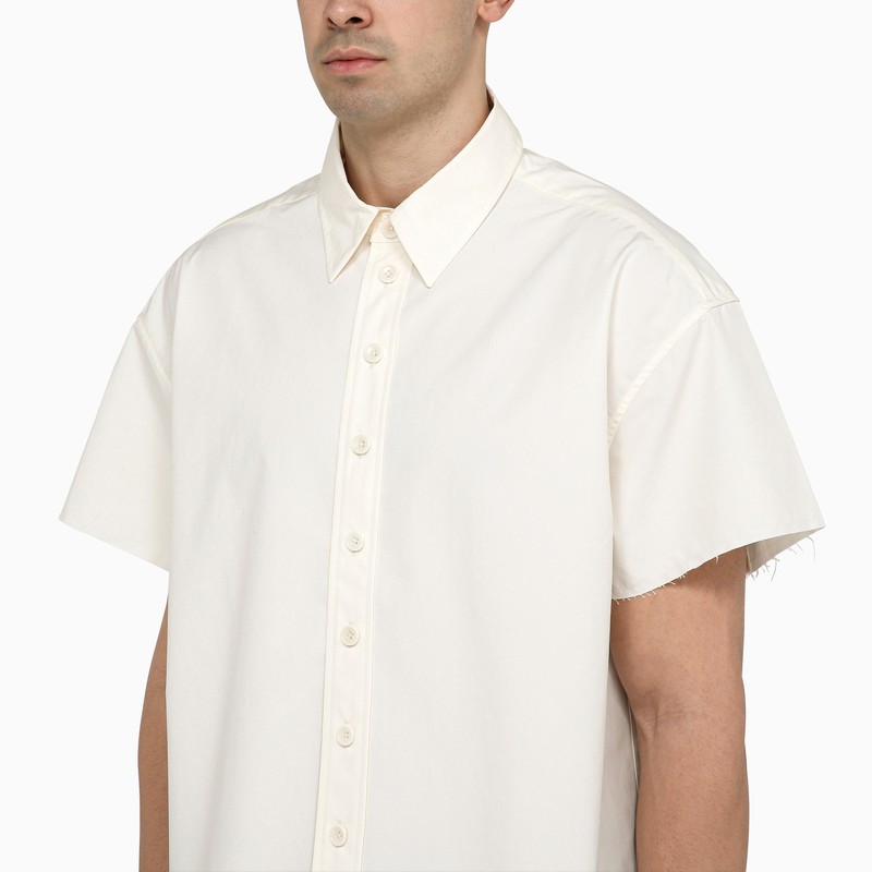 Shop Airei White Short-sleeved Cotton Shirt In Black