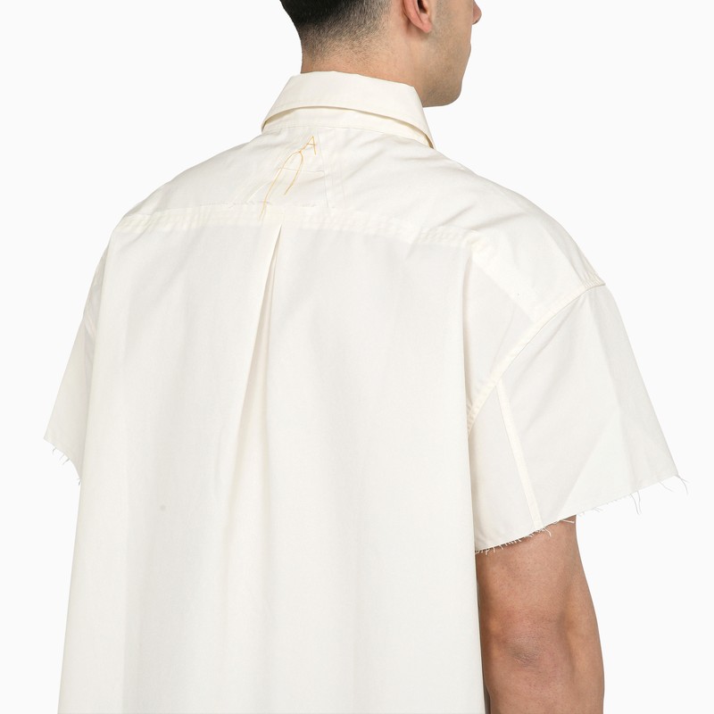 Airei White Short-sleeved Cotton Shirt In Black