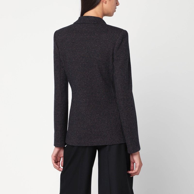 Harris Wharf London Brown And Blue Check Double-breasted Wool Jacket In Brown