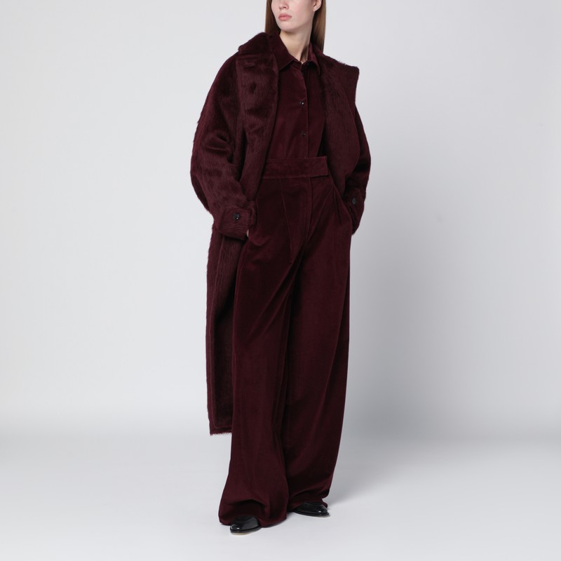 Cherry-colored alpaca and wool coat