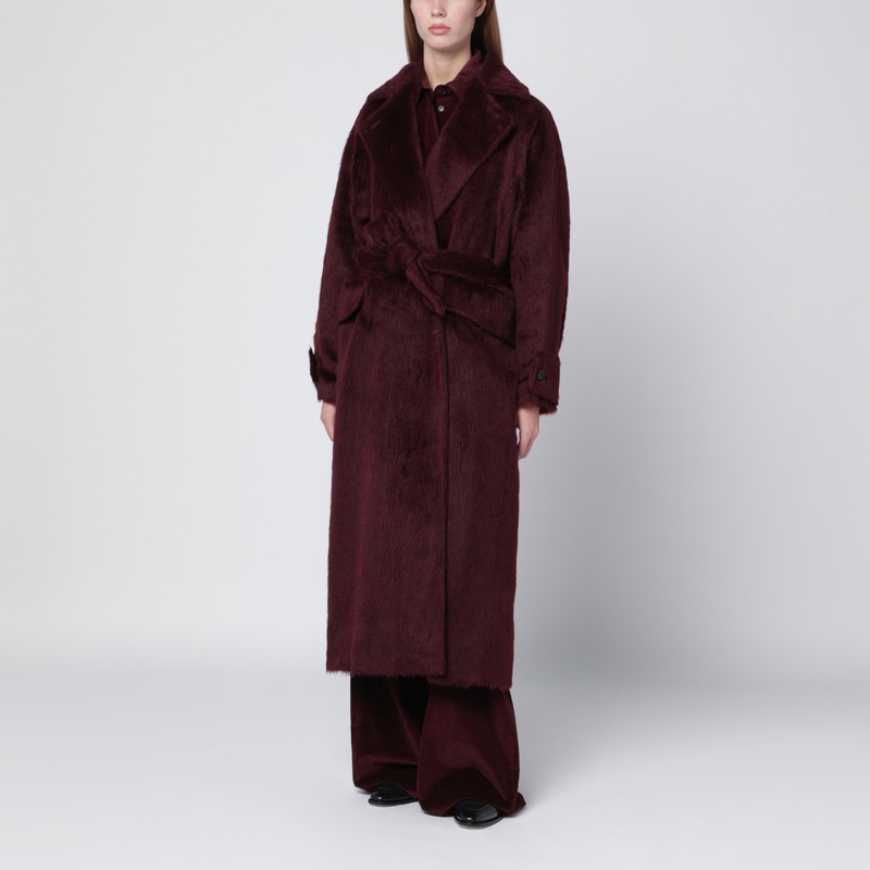 Max Mara Cherry-colored Alpaca And Wool Coat In Brown