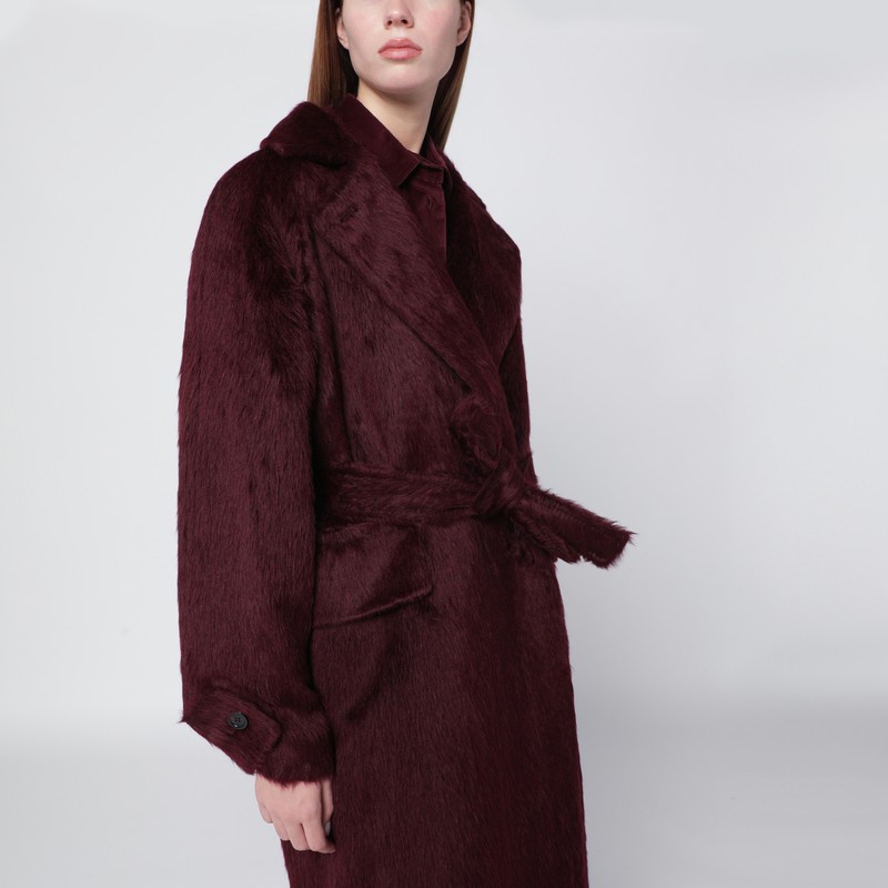 Max Mara Cherry-colored Alpaca And Wool Coat In Brown