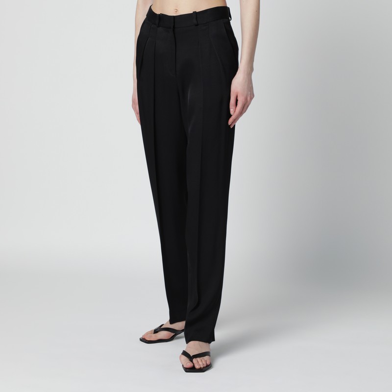 Black wool-blend trousers