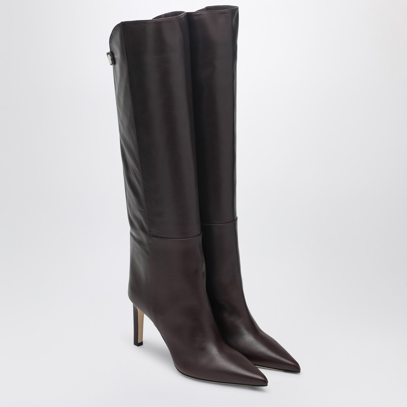 Jimmy Choo Alizze Knee Boot 85 Color Merlot In Black