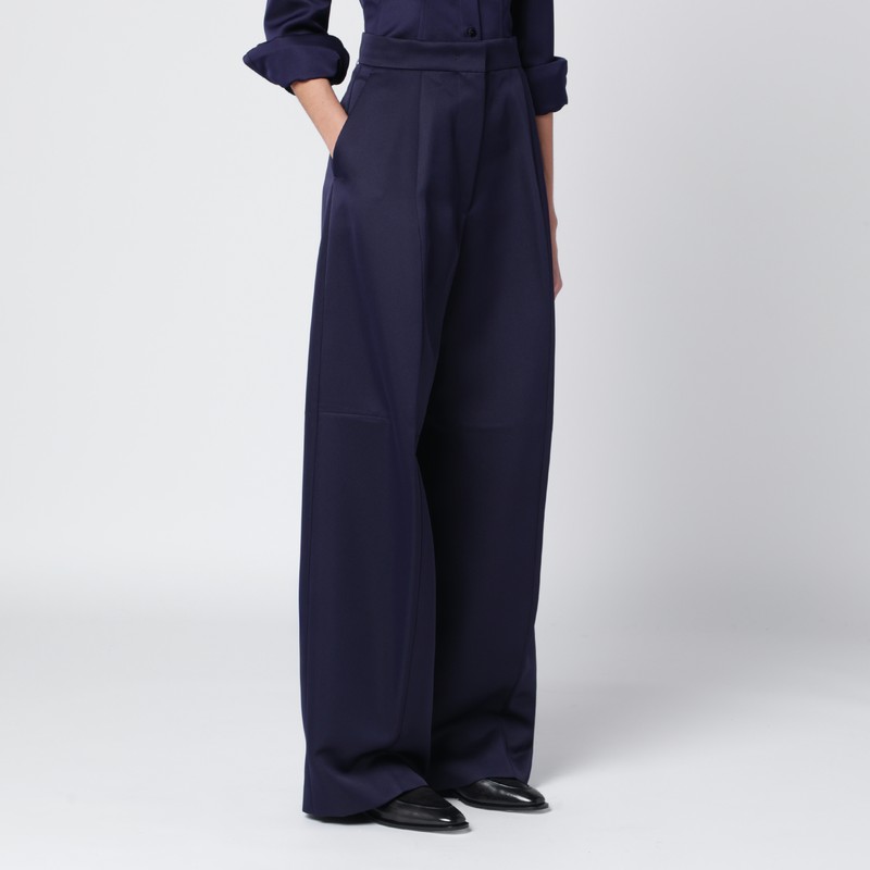 Sportmax Dark Purple Oversized Trousers In Blue
