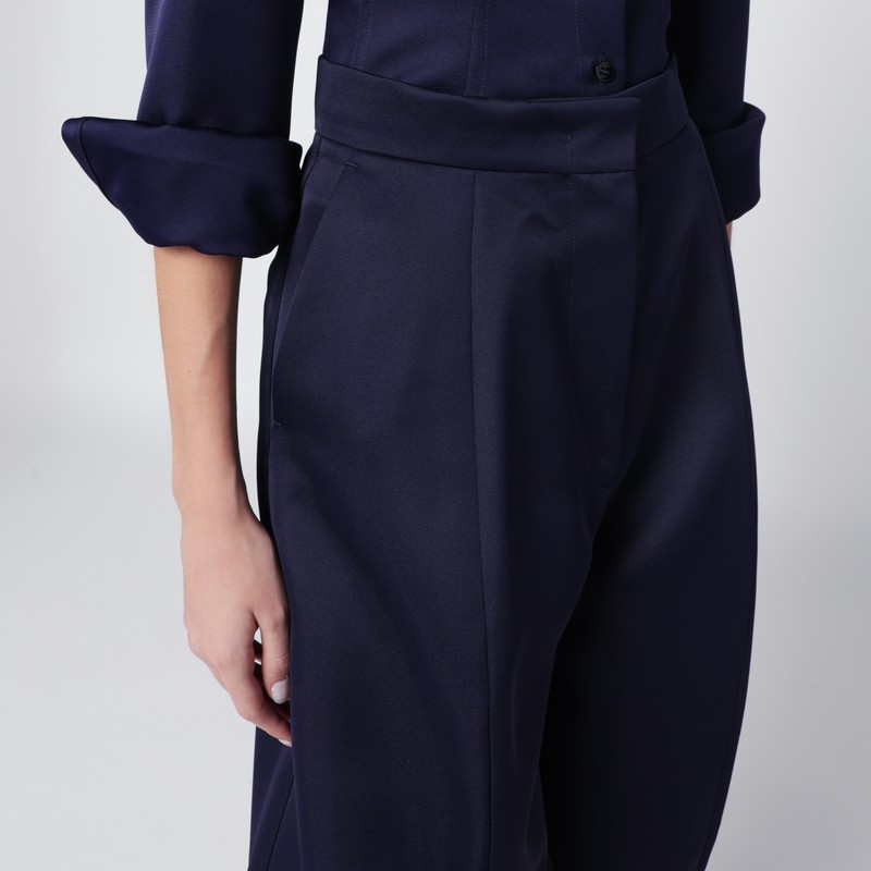 Sportmax Dark Purple Oversized Trousers In Blue