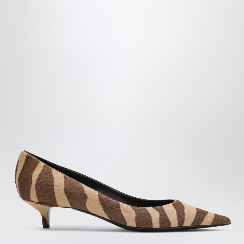 Amelia pumps in zebra-print pony hair