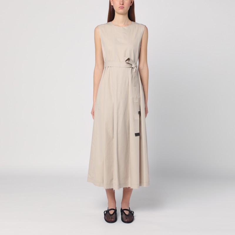 Beige sleeveless dress in cotton