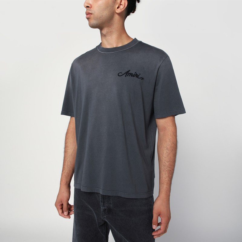 Washed black cotton T-shirt