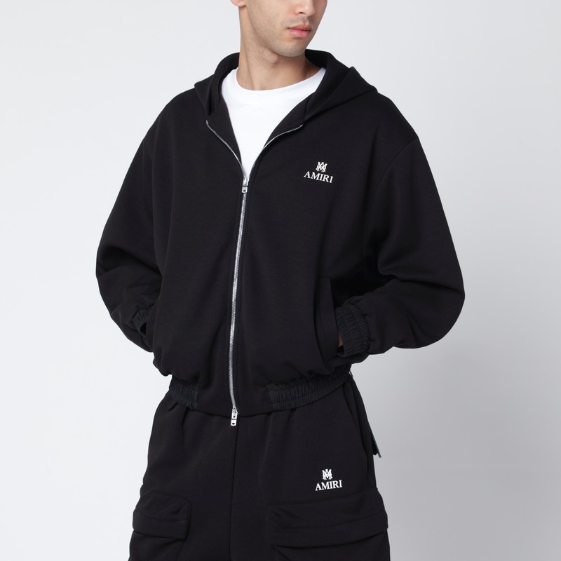 Black cotton-blend zip sweatshirt
