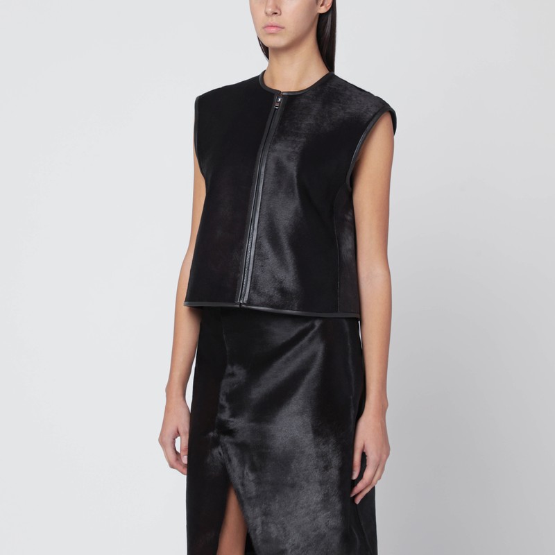 Brown Ampas vest in pony-effect leather