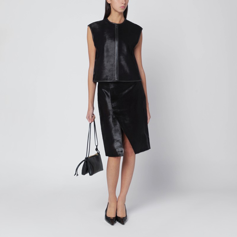 Loulou De Saison Brown Ampas Vest In Pony-effect Leather In Brown