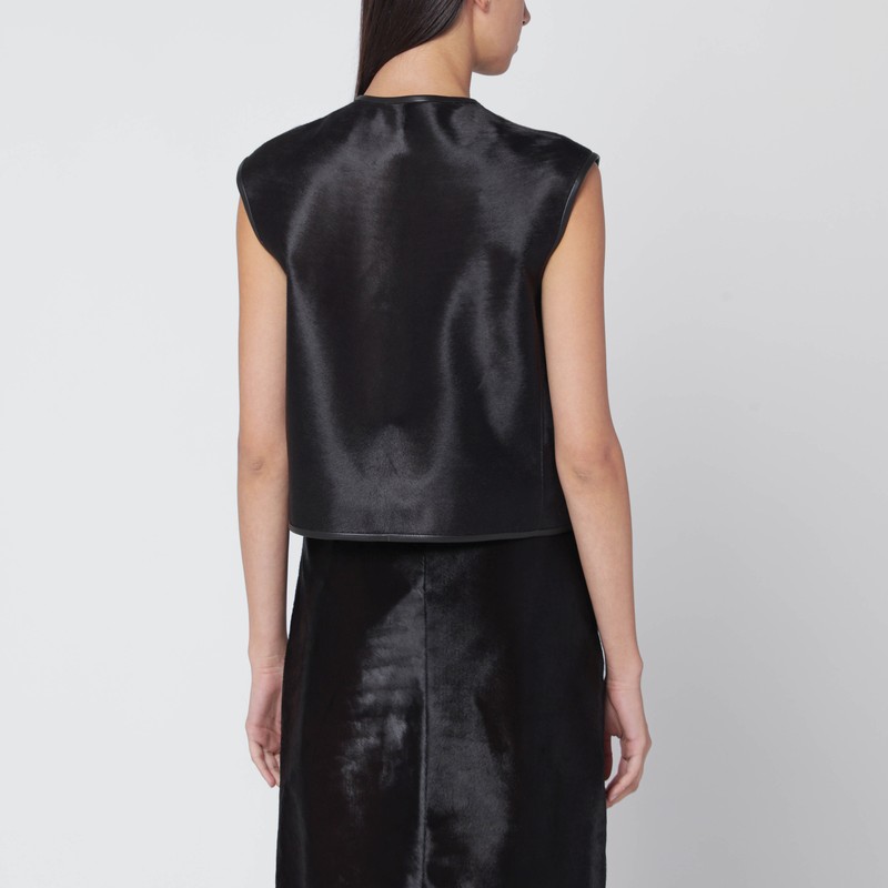 Loulou De Saison Brown Ampas Vest In Pony-effect Leather In Brown