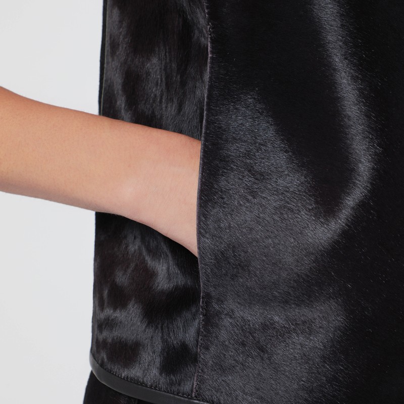 Loulou De Saison Brown Ampas Vest In Pony-effect Leather In Brown