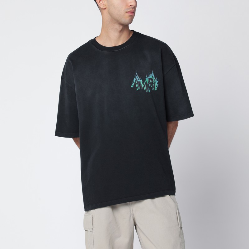 Black T-shirt with Flames logo print