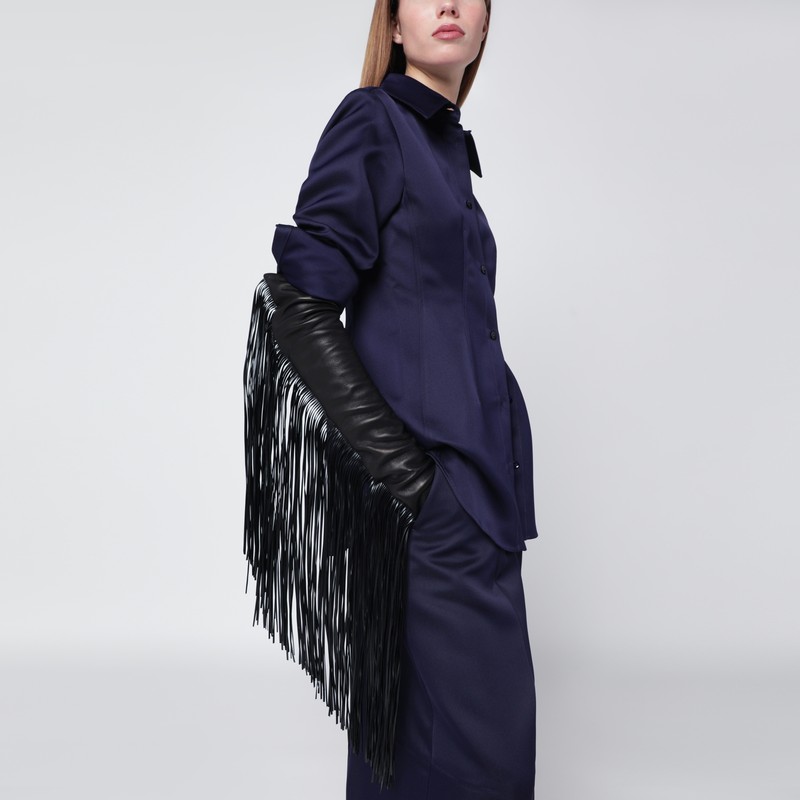 Sportmax Long Fringe Detail Gloves Collection In Black