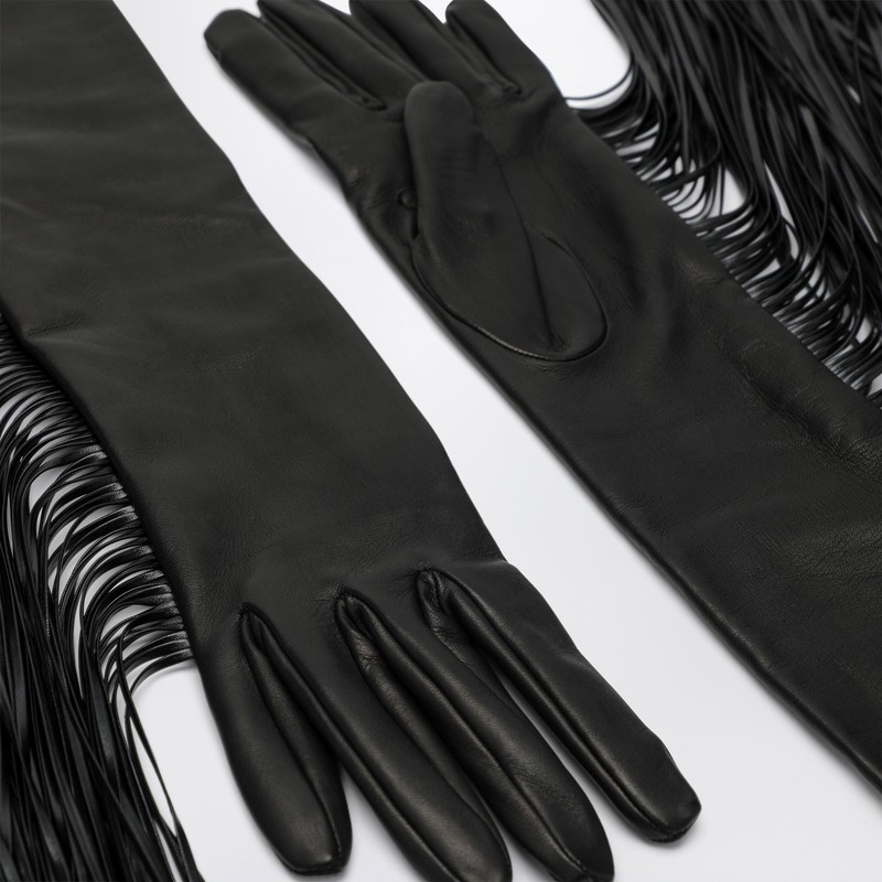 Sportmax Long Fringe Detail Gloves Collection In Black