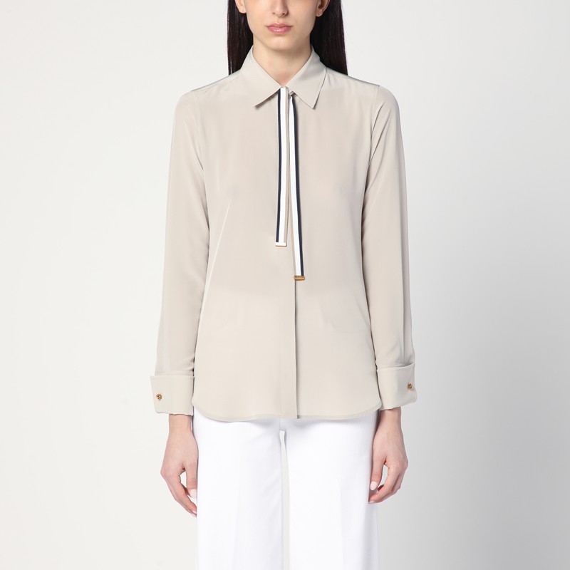 Beige silk shirt with tie