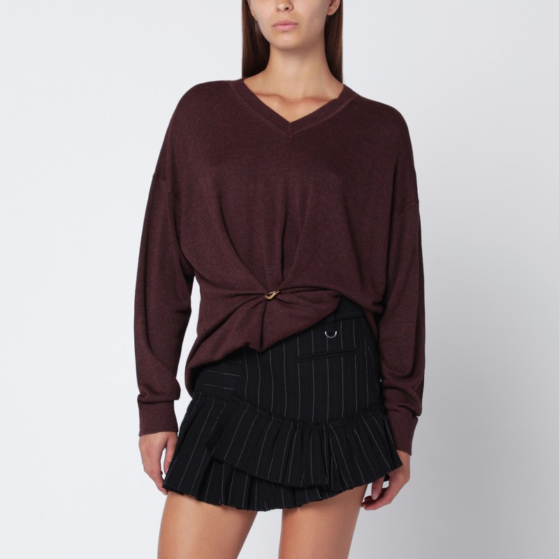 Burgundy draped Cosima sweater