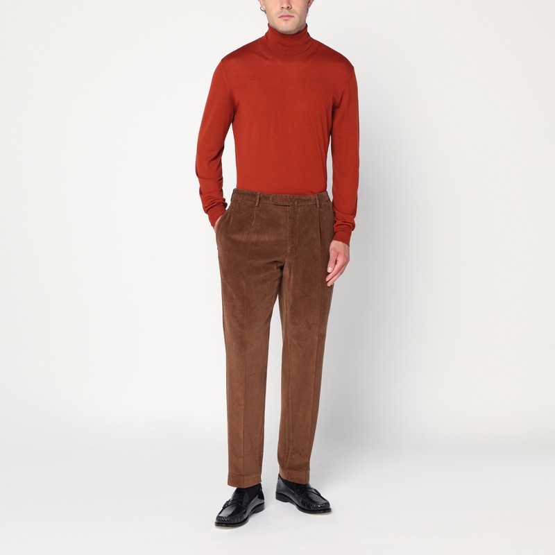 Santaniello Brown Corduroy Pants In Brown