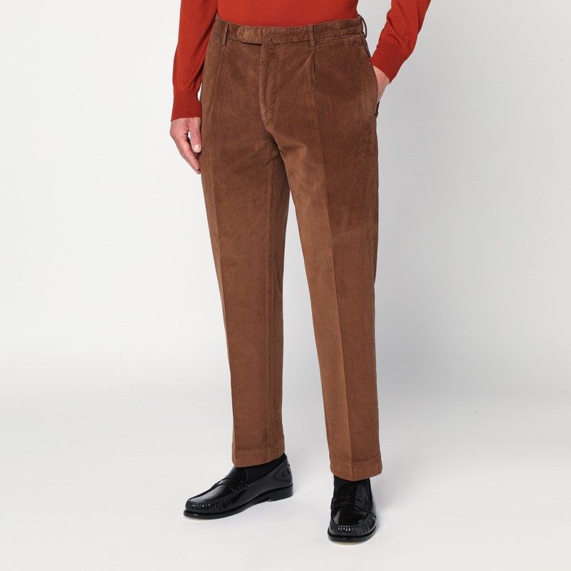 Santaniello Brown Corduroy Pants In Brown