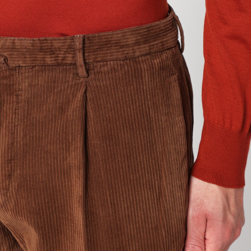 Santaniello Brown Corduroy Pants In Brown