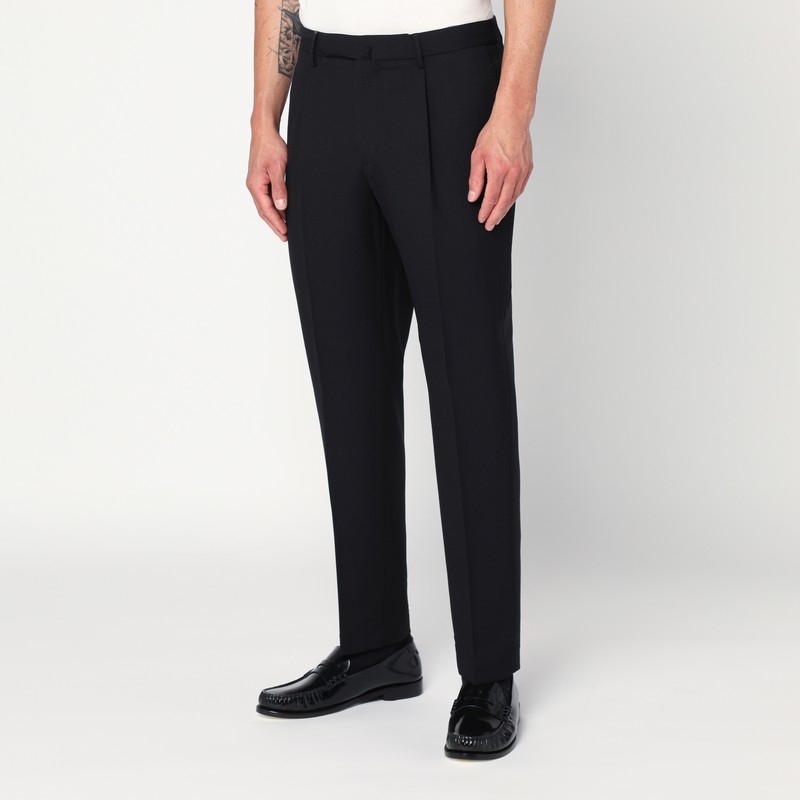 Santaniello Regular Black Wool Pants In Black