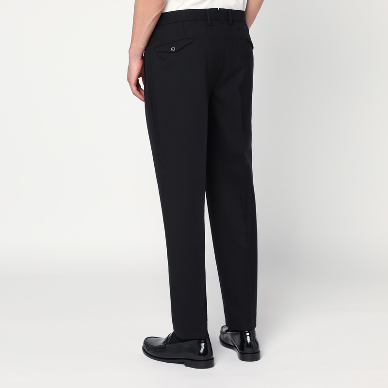 Santaniello Regular Black Wool Pants In Black