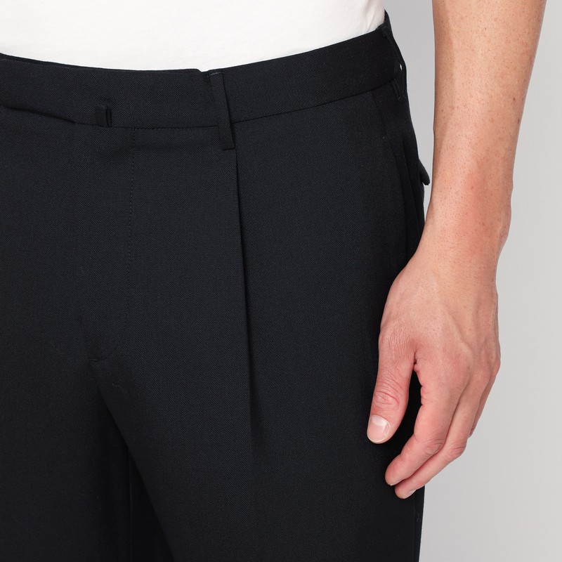 Santaniello Regular Black Wool Pants In Black