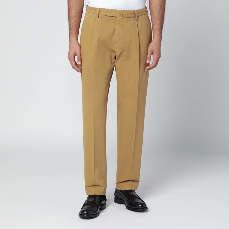 Santaniello Ochre Cotton And Cashmere Trousers In Yellow