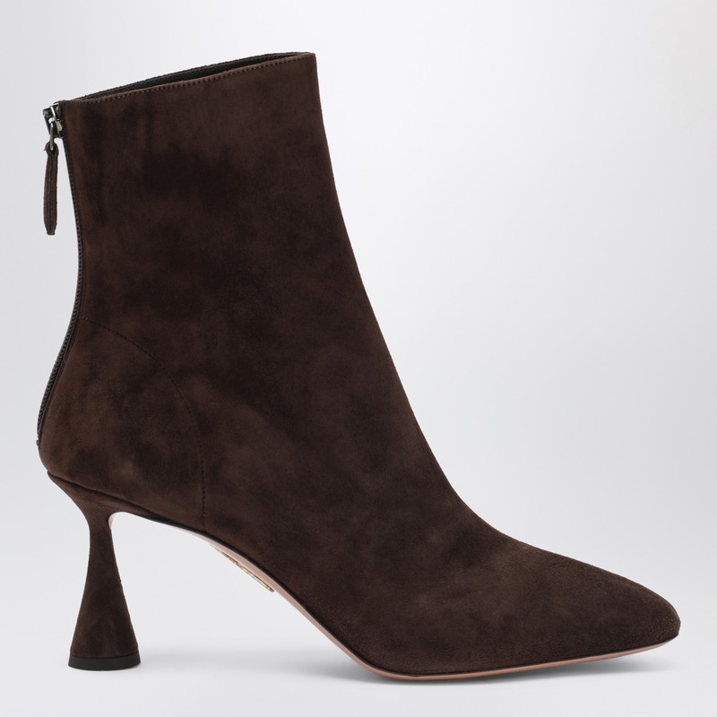 Aquazzura Amore Bootie 75 Brown Suede In Brown