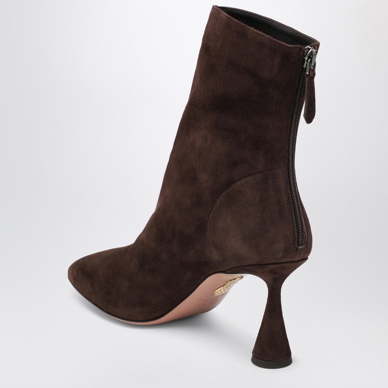 Aquazzura Amore Bootie 75 Brown Suede In Brown