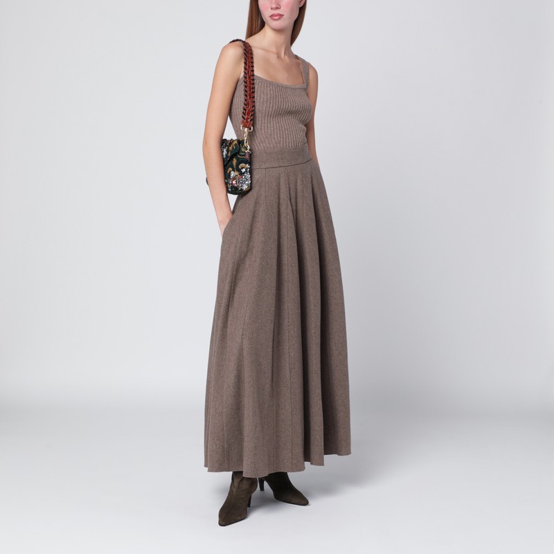 Max Mara Hazelnut-colored Top In Wool And Cashmere Blend In Brown