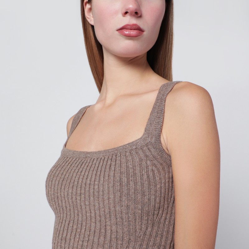 Max Mara Hazelnut-colored Top In Wool And Cashmere Blend In Brown
