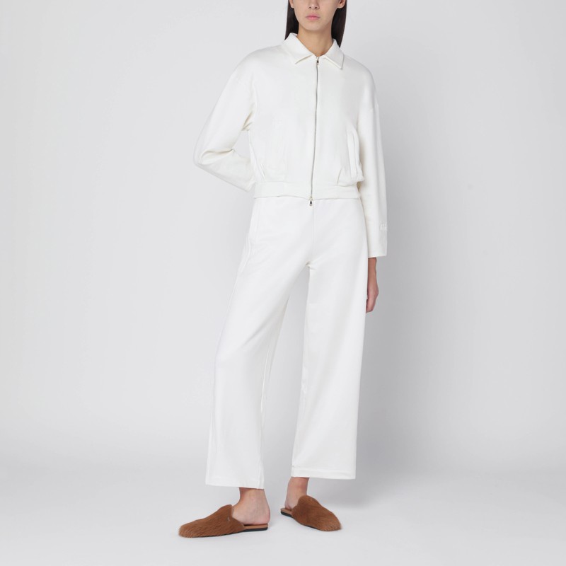 Max Mara White Cropped Sweatshirt In Silk Blend In White