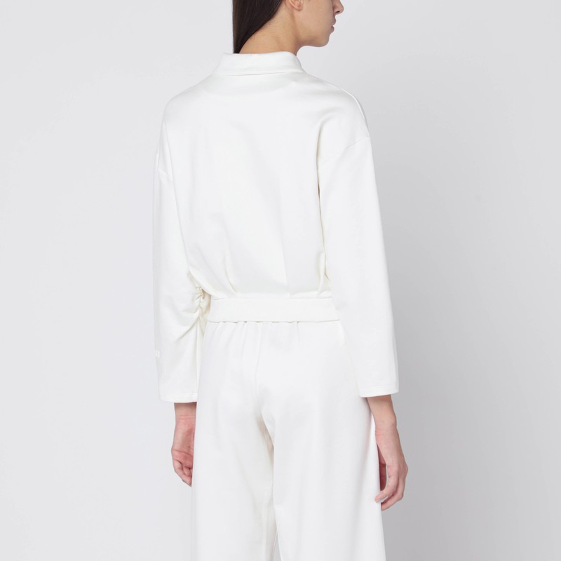 Max Mara White Cropped Sweatshirt In Silk Blend In White