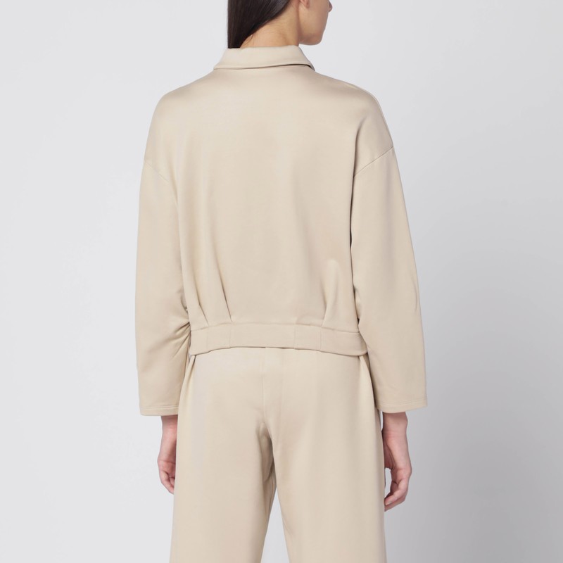 Max Mara Beige Cropped Sweatshirt In Silk Blend In Neutral
